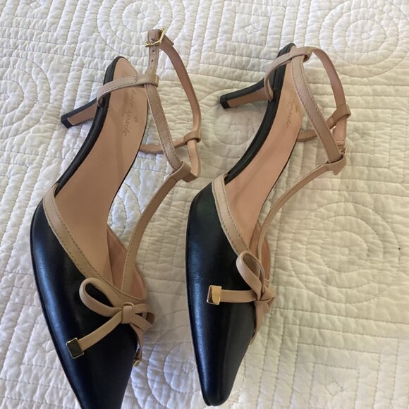 Kate Spade New York Leather Colorblock Pattern T-Strap Pumps Slingback Size 8M - Picture 4 of 11
